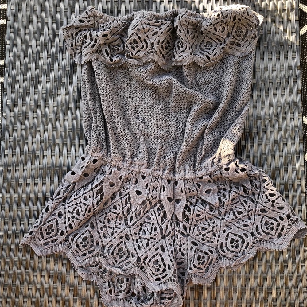 Eberjey bathing suit cover up  romper, crochet with elastic waist